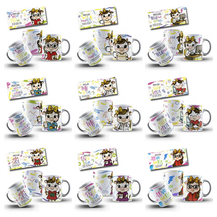 30 Artes para Caneca Vaquinhas Profissões Arquivo editável 4