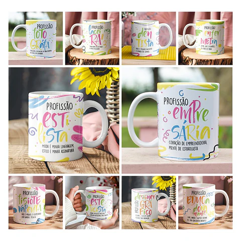 60 Artes para Caneca Profissões Masculina e Feminina Arquivo Editável