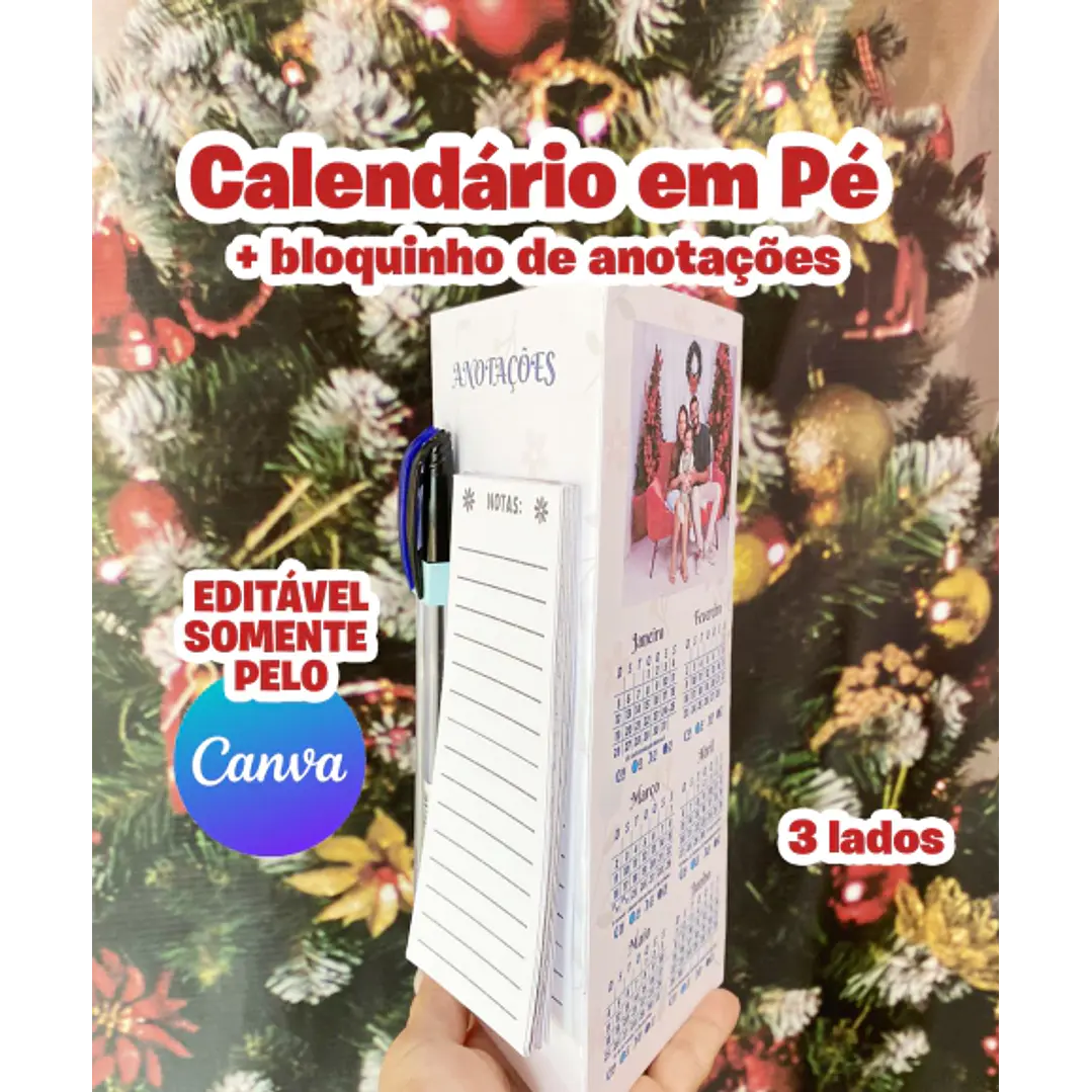 Arquivo Calendário de Mesa em Pé 3 lados Editável em Canva 1