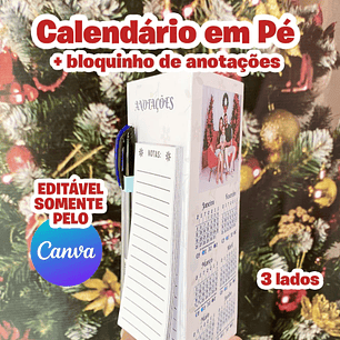 Arquivo Calendário de Mesa em Pé 3 lados Editável em Canva