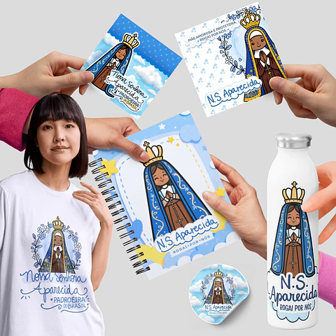 Mini Pack Digital Nossa Senhora Aparecida Mimos Arquivos em Png 