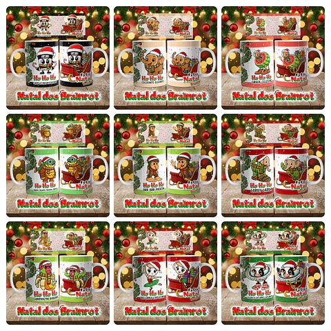 28 Artes para Caneca O Natal dos Brainrots Arquivo em Png 