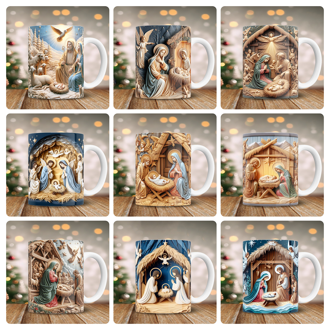 25 Artes para Caneca Natal Nascimento de Jesus 3d Arquivo em Png 3