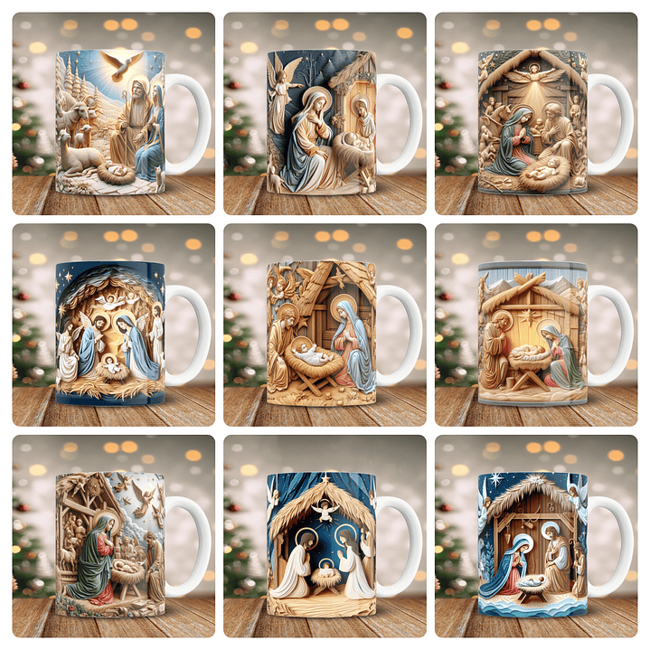 25 Artes para Caneca Natal Nascimento de Jesus 3d Arquivo em Png 3