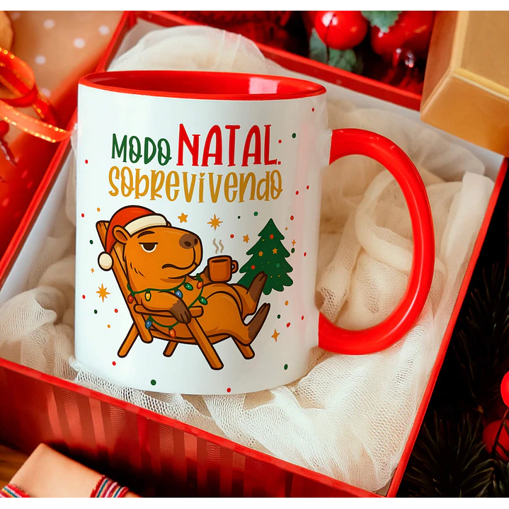12 Artes para Caneca Capivara Natalina Arquivo Editável  11