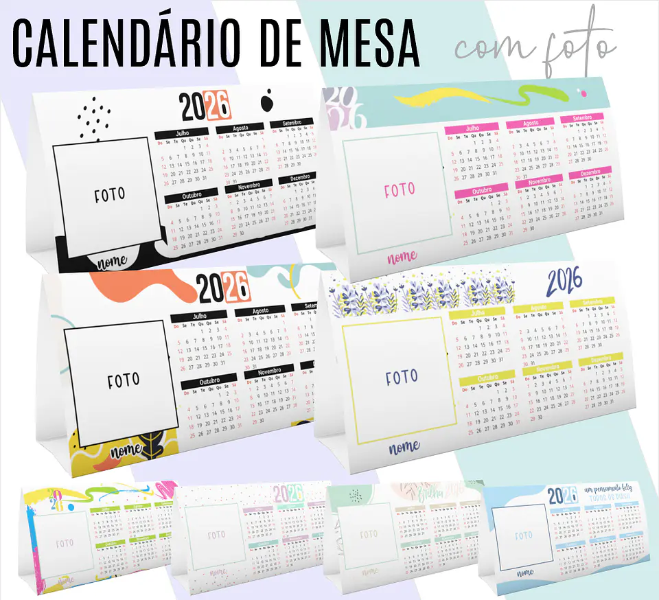 31 Artes para Caneca  + Calendário de Mesa e Calendário de Parede 2026 Arquivo Editável  1