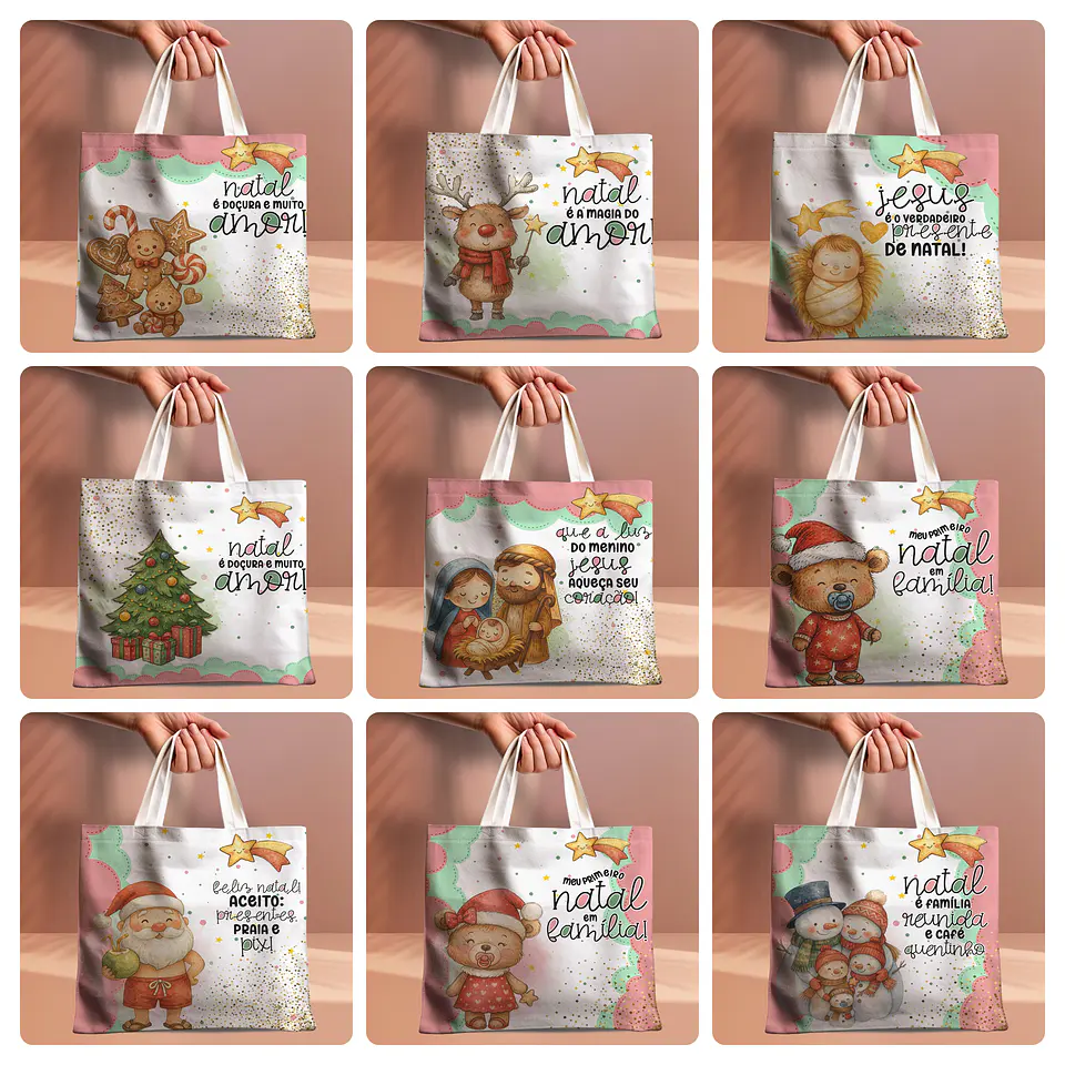 40 Artes para Caneca Toalhinha Bolsa e Azulejo Natal De Amor Papai Noel Arquivo editável em Pdf 2