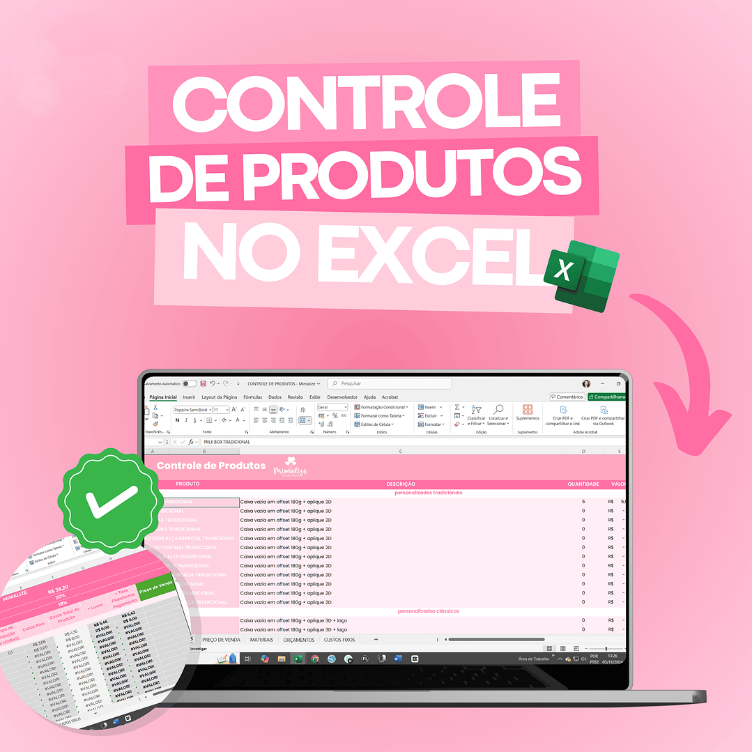 Arquivo Planilha para controle de Caixa Produto e Pedidos Editável em Excel 5
