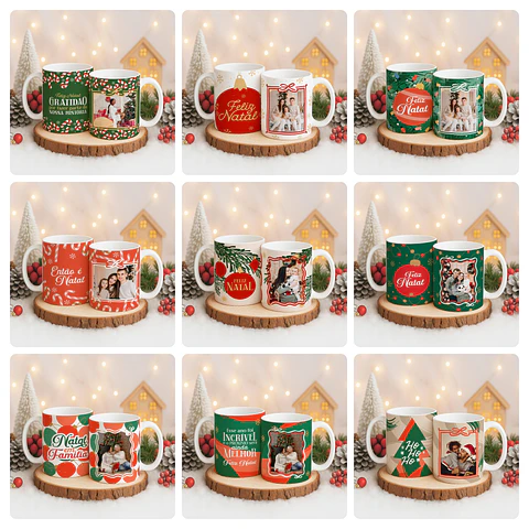72 Artes para Caneca Camisa e Azulejo Natal Com Foto Arquivo Editável