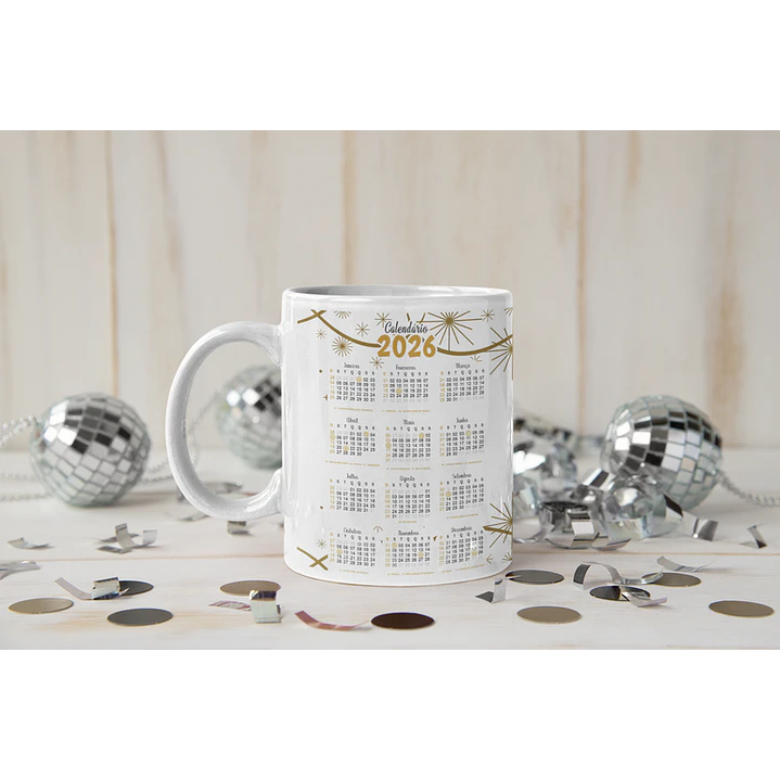 25 Artes Caneca Ano Novo Calendário 2026 Arquivo Editável  2