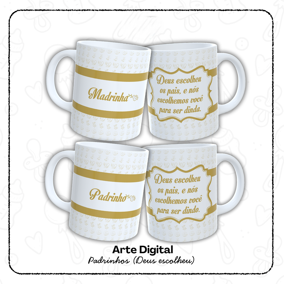 12 Artes para Caneca Padrinho e Madrinha, Dindo e Dinda Arquivo em Jpg  3