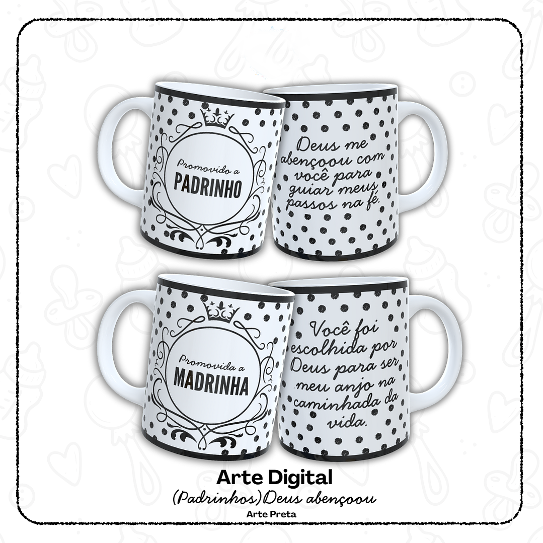 12 Artes para Caneca Padrinho e Madrinha, Dindo e Dinda Arquivo em Jpg  4