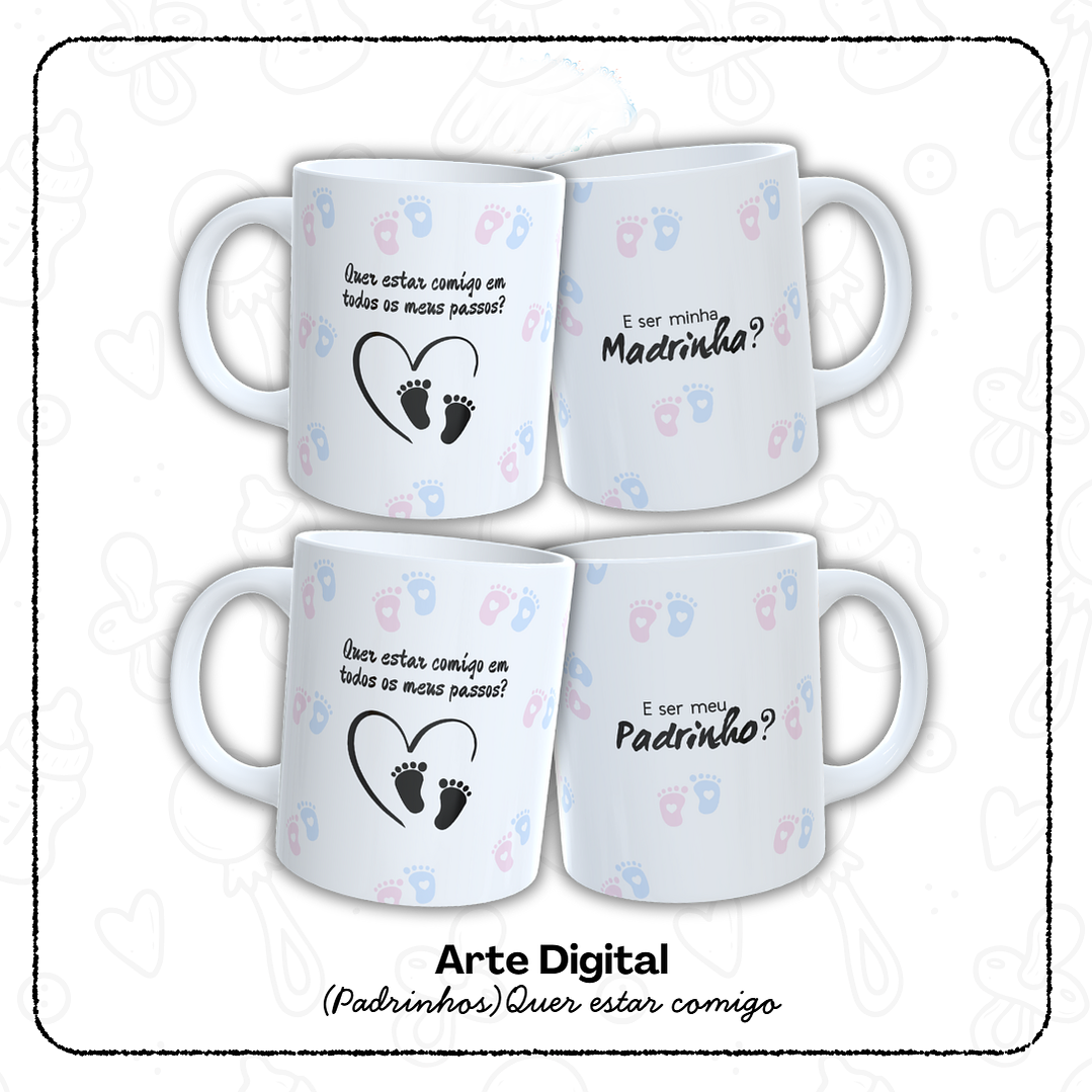 12 Artes para Caneca Padrinho e Madrinha, Dindo e Dinda Arquivo em Jpg  1