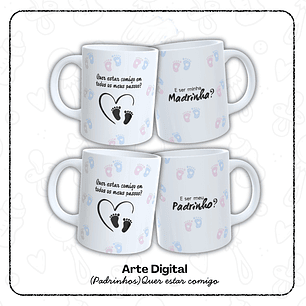 12 Artes para Caneca Padrinho e Madrinha, Dindo e Dinda Arquivo em Jpg 