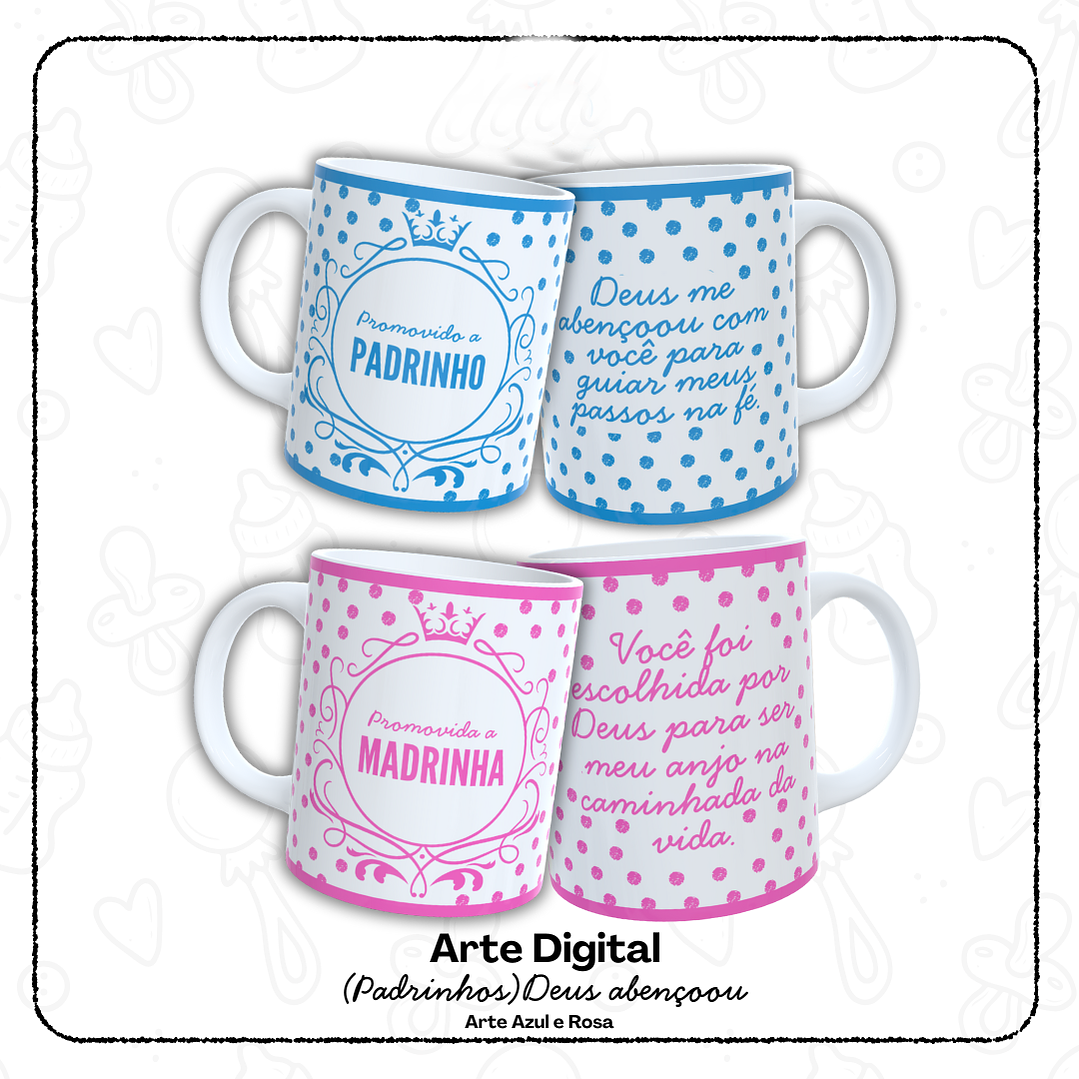 12 Artes para Caneca Padrinho e Madrinha, Dindo e Dinda Arquivo em Jpg  5