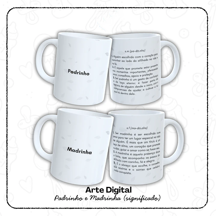 12 Artes para Caneca Padrinho e Madrinha, Dindo e Dinda Arquivo em Jpg  6