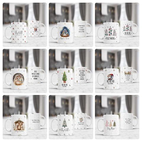 15 Artes para Caneca e Xicara Natal Minimalista Arquivo Editável  