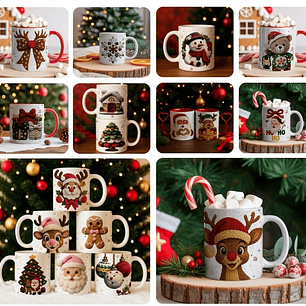 20 Artes para Caneca Natal 3d Linhas Natal Arquivo em Jpg 