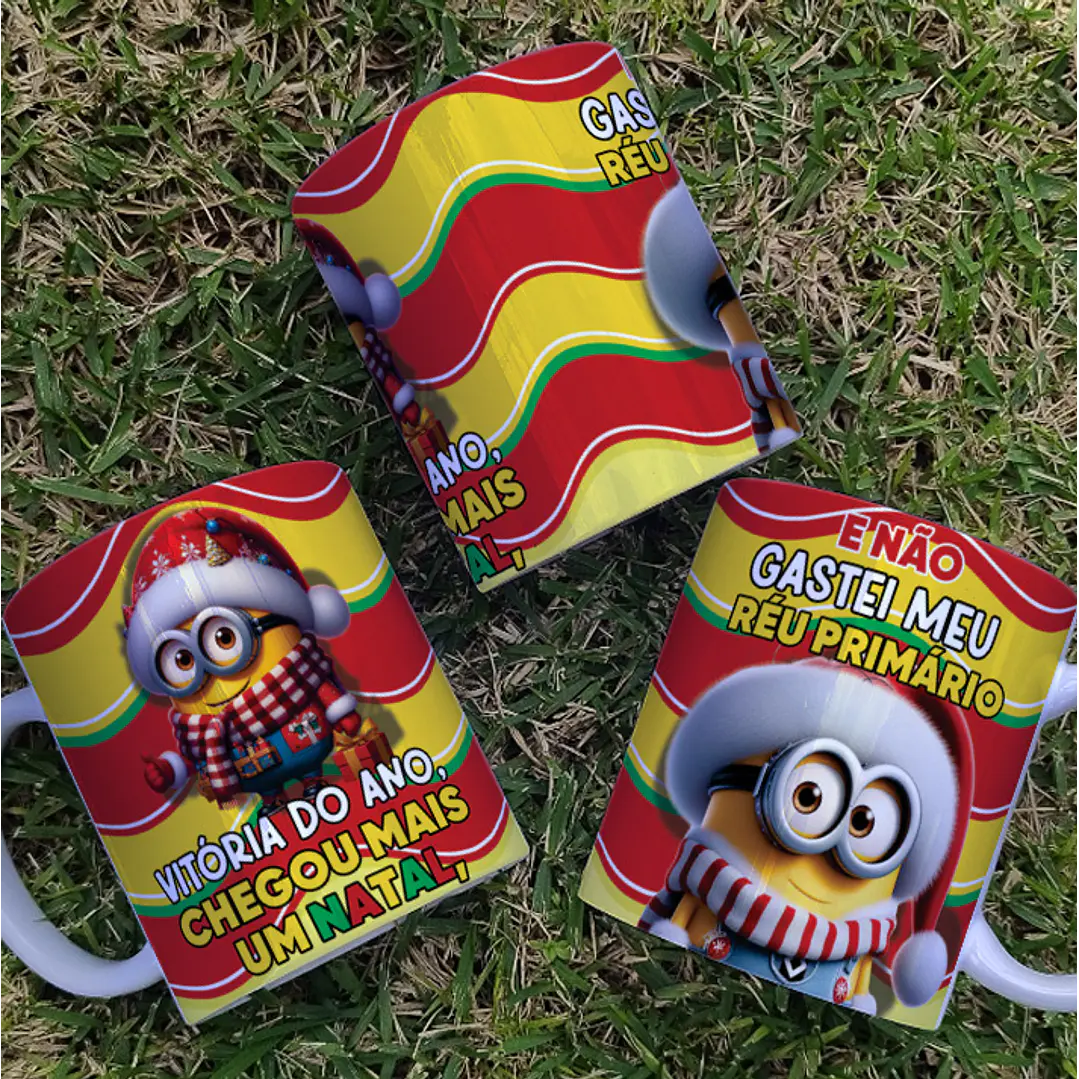 7 Artes para Caneca Minions Natal Arquivo Editável  6