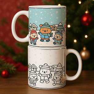 7 Artes para Caneca Natal Para Colorir Arquivo Editável 