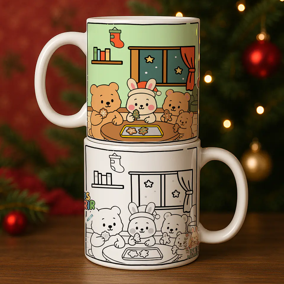 7 Artes para Caneca Natal Para Colorir Arquivo Editável  6