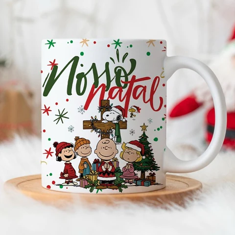 7 Artes para Caneca Snoopy Natal Arquivo Editável 