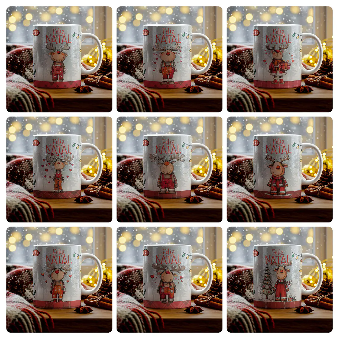 18 Artes para Caneca Renas de Natal Arquivo em Jpg  1