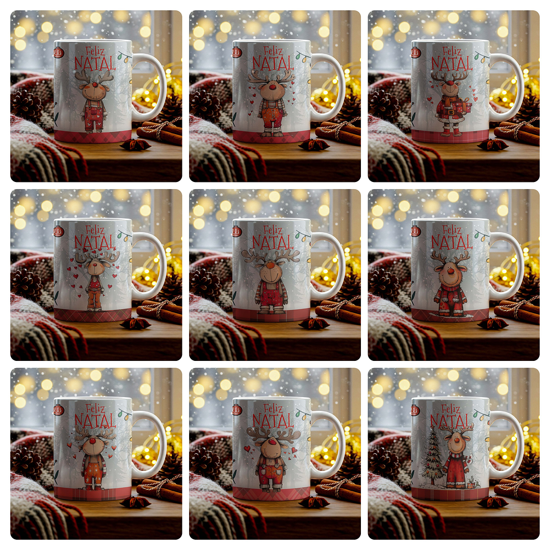 18 Artes para Caneca Renas de Natal Arquivo em Jpg  1