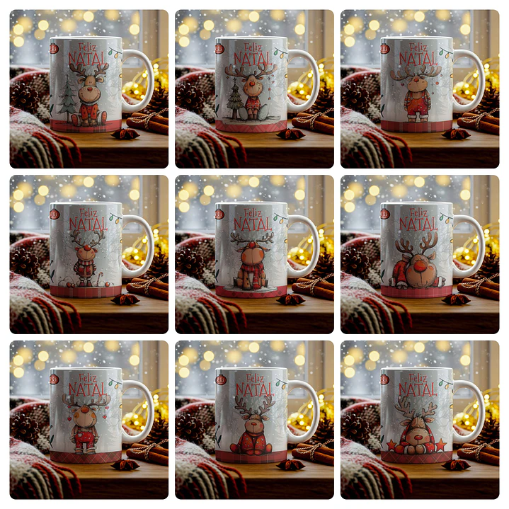18 Artes para Caneca Renas de Natal Arquivo em Jpg  2