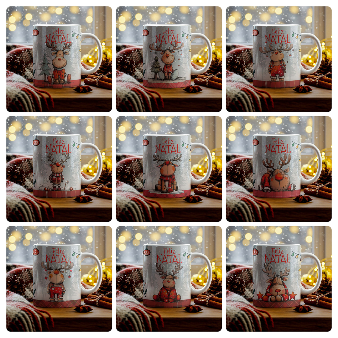 18 Artes para Caneca Renas de Natal Arquivo em Jpg  2