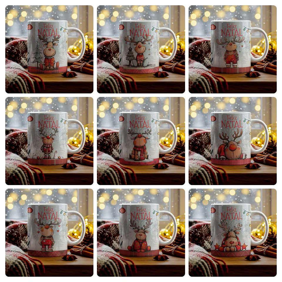 18 Artes para Caneca Renas de Natal Arquivo em Jpg  2
