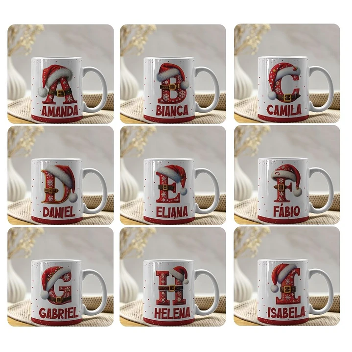 26 Artes para Caneca Alfabeto Natalino Arquivo Editável  3