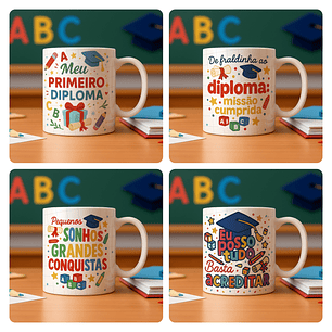 26 Artes para Caneca Formatura ABC Arquivo Editável 