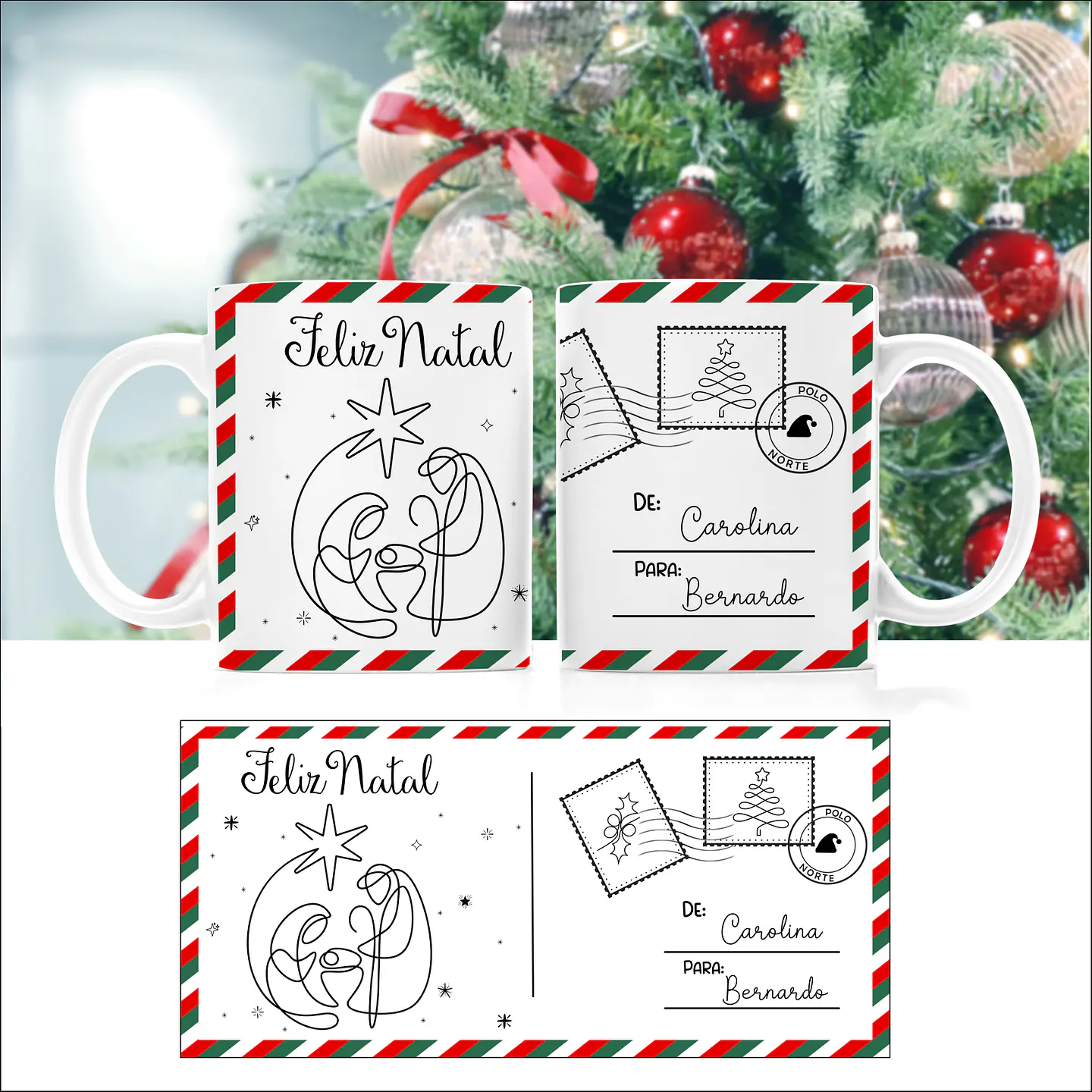 30 Artes para Caneca Natal em Linhas Arquivo em Png  3