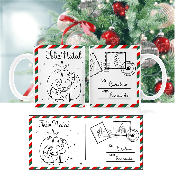 30 Artes para Caneca Natal em Linhas Arquivo em Png  3