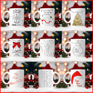 30 Artes para Caneca Natal em Linhas Arquivo em Png 