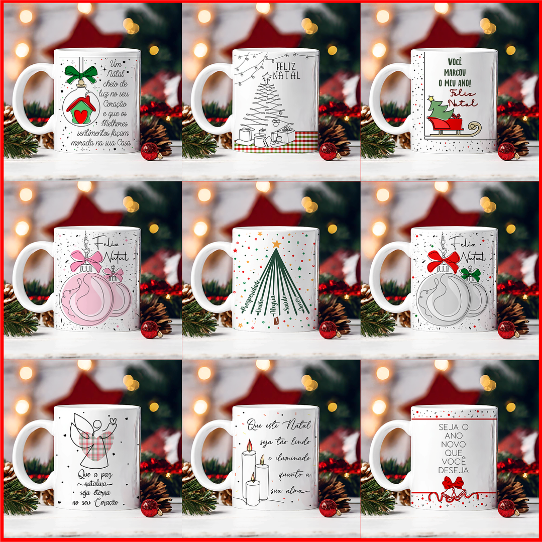 30 Artes para Caneca Natal em Linhas Arquivo em Png  6