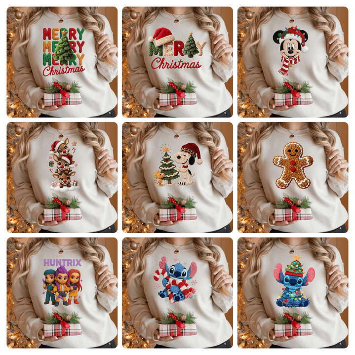 140 Artes para Camisa Tecidos de Croche Natal Arquivo em Png 4