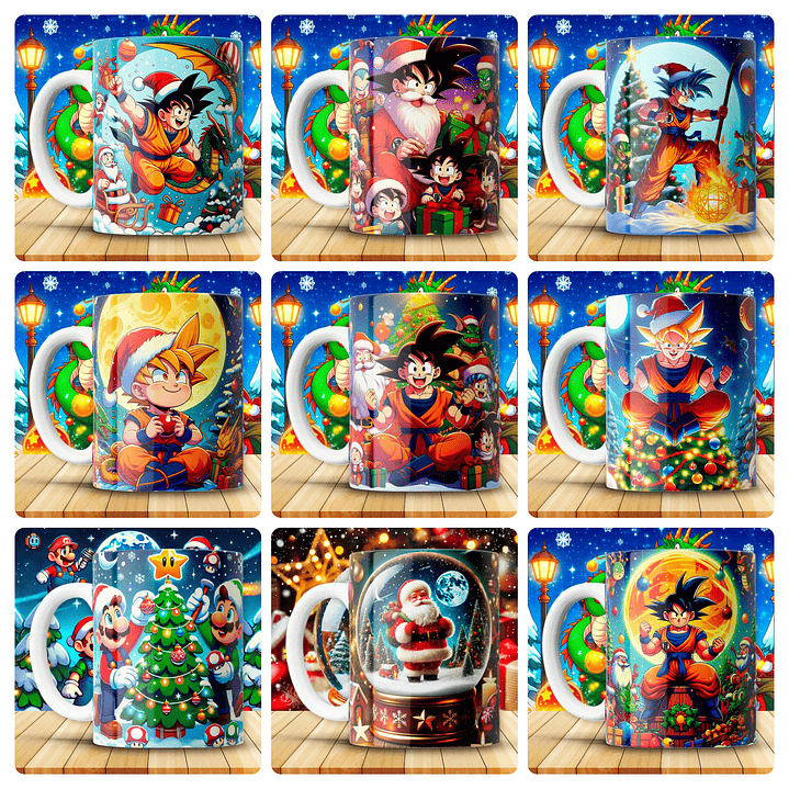 180 Artes para Caneca Personagens e Outros Natal 3D Arquivo em Png 3