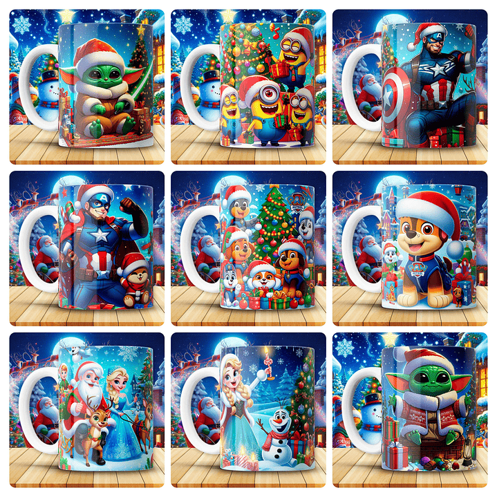 180 Artes para Caneca Personagens e Outros Natal 3D Arquivo em Png 6