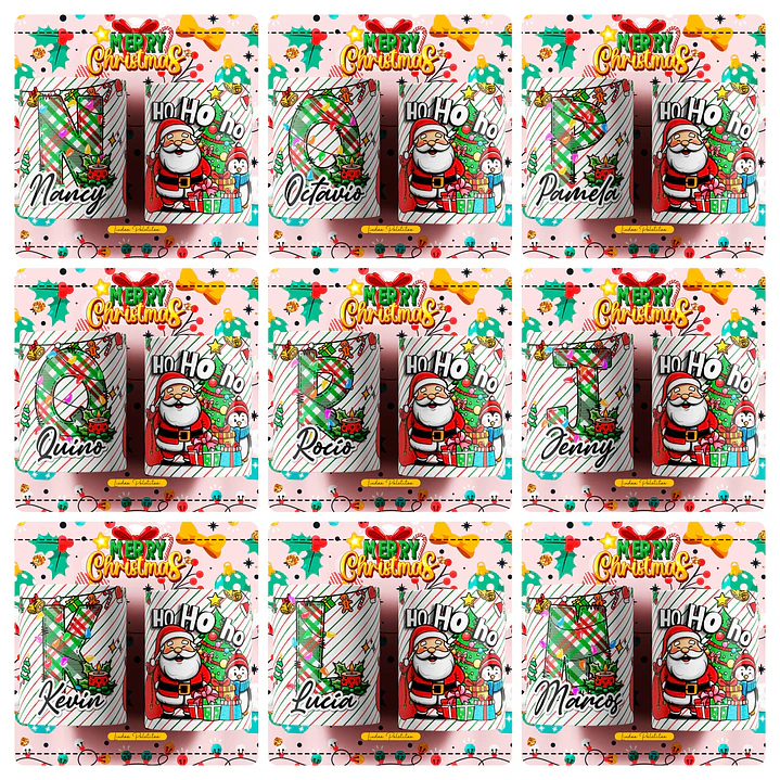 26 Artes para Caneca Alfabeto Papai Noel Arquivo Editável  1