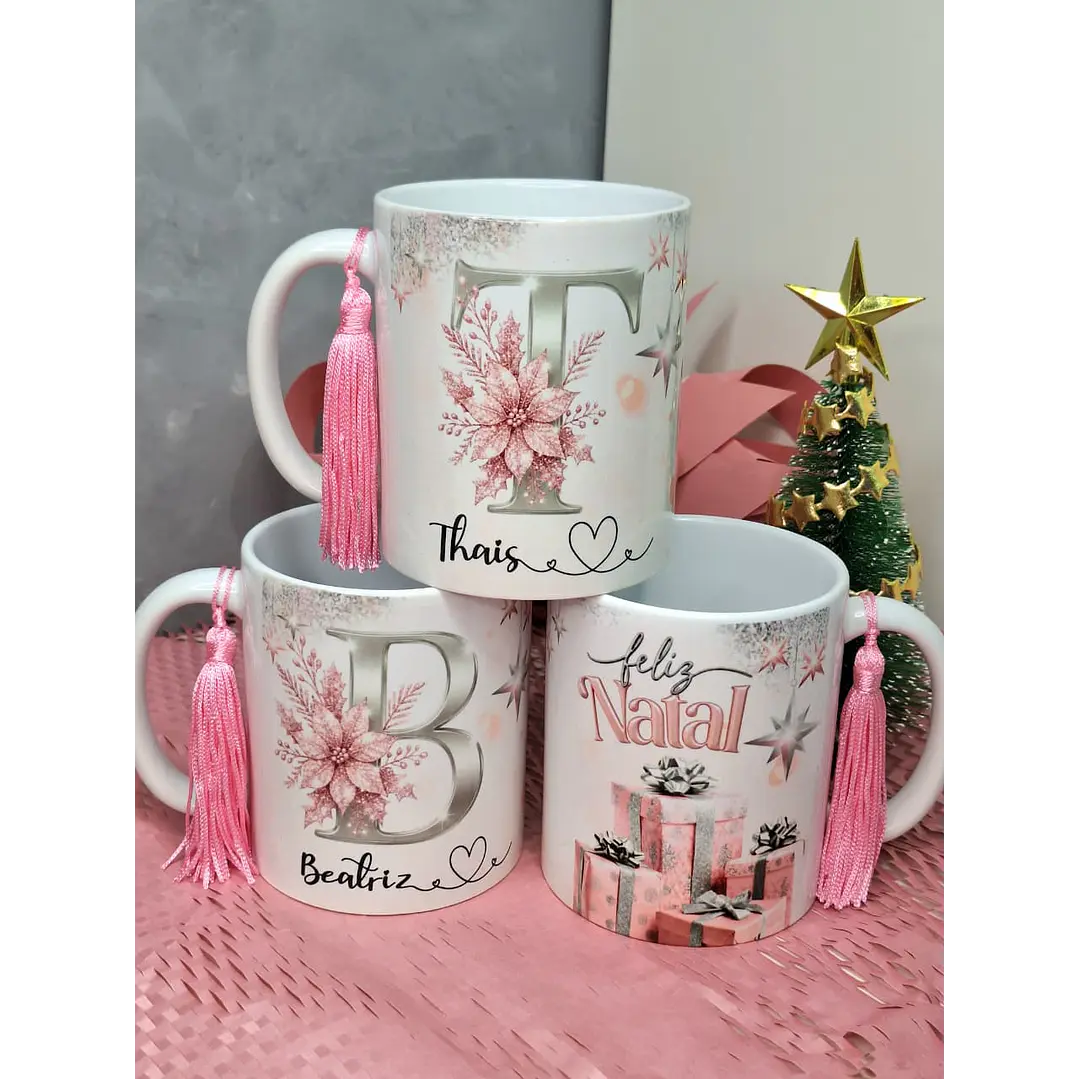 52 Artes para Caneca Alfabeto Dourado e Prata Natalino Arquivo em Png  2