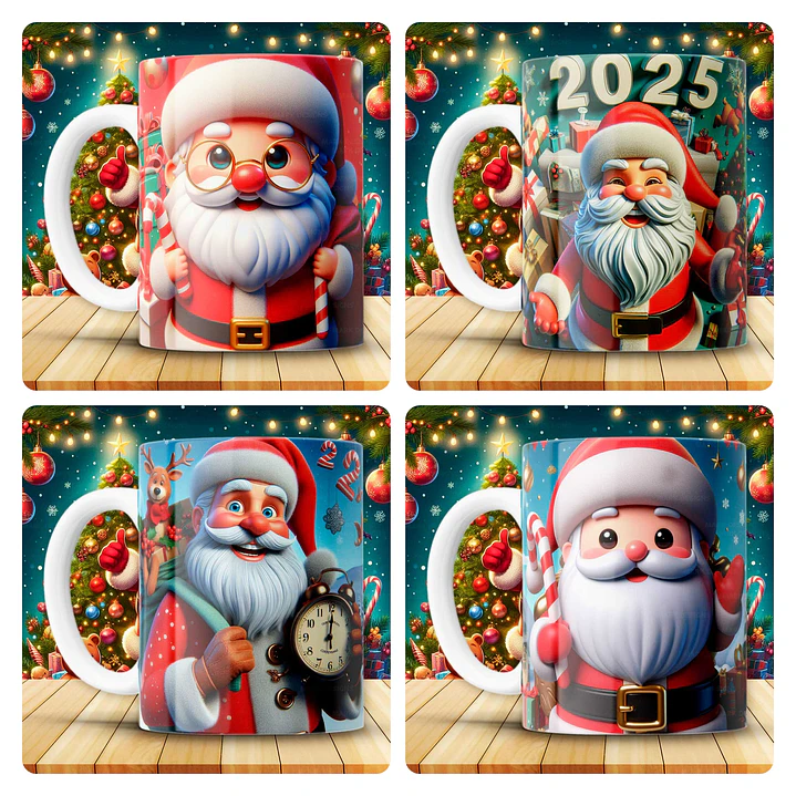 12 Artes para Caneca Papai Noel Arquivo em Jpg 1
