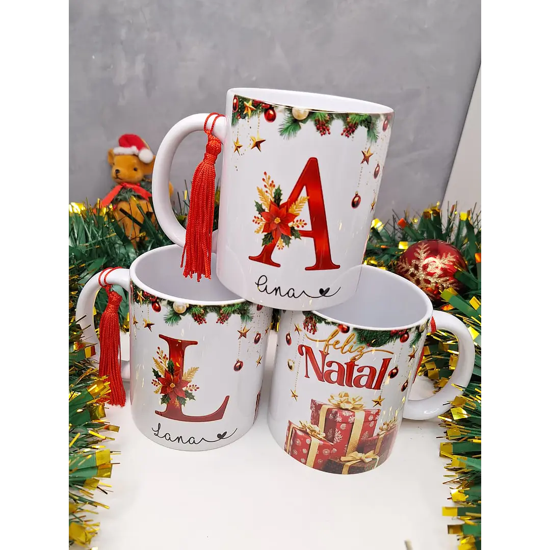 26 Artes para Caneca Alfabeto Vermelho Natalino Arquivo em Png 1