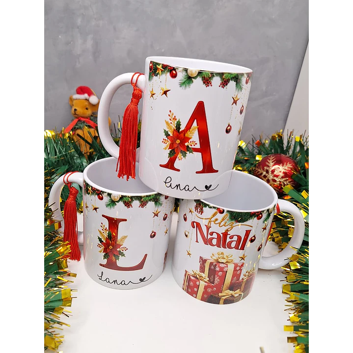 26 Artes para Caneca Alfabeto Vermelho Natalino Arquivo em Png 1