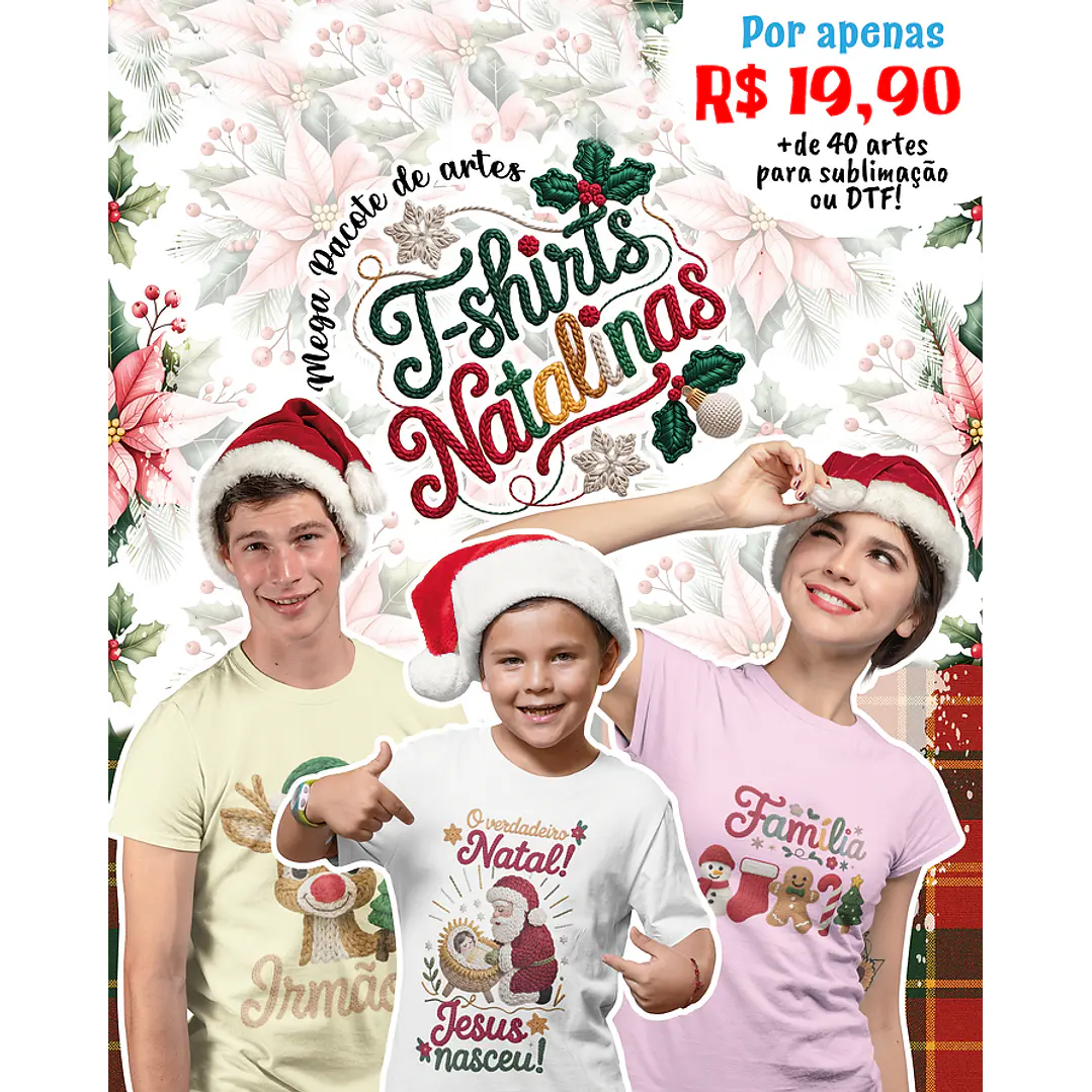 47 Artes para Camisa T-Shirts Natalino Natal Arquivo em Png 1
