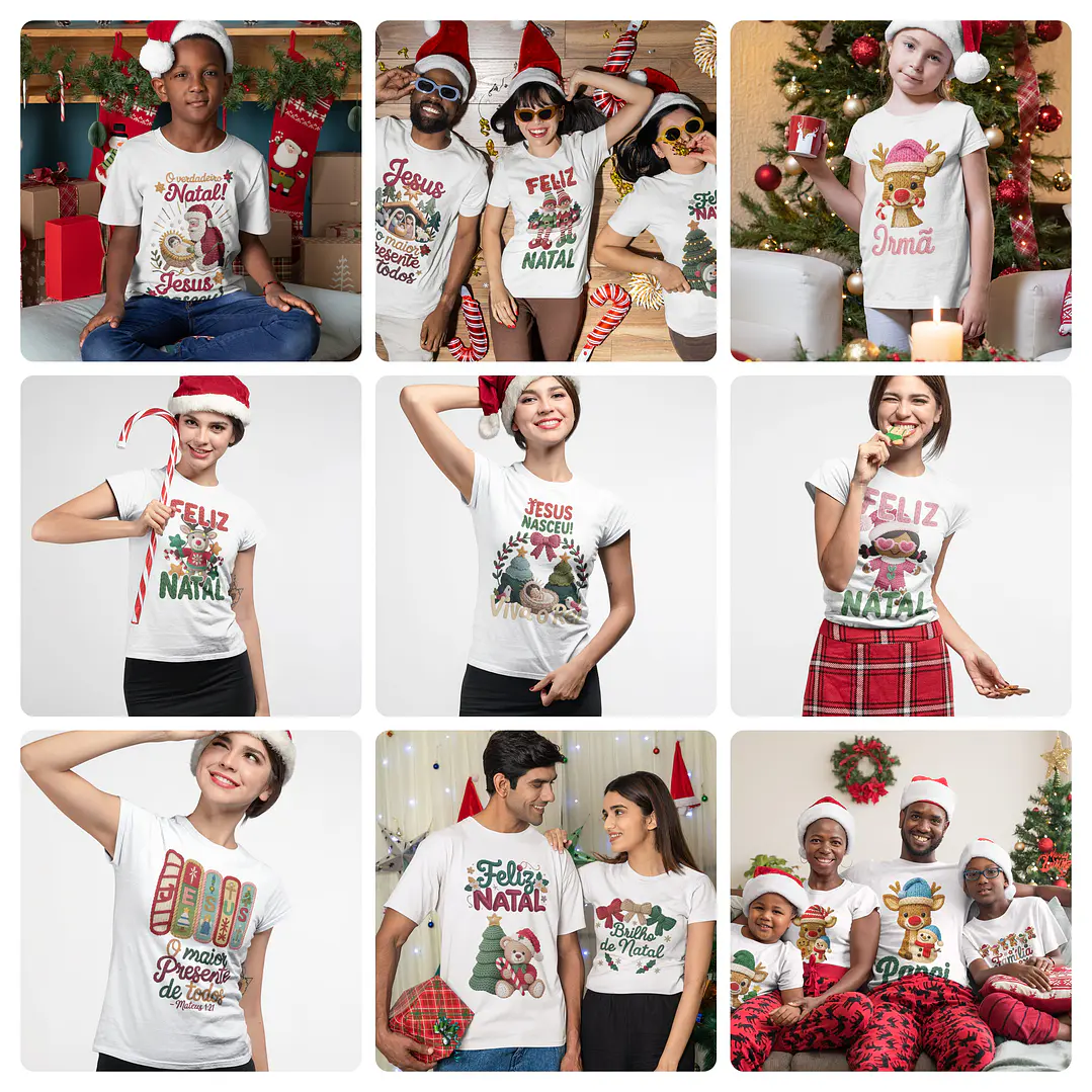 47 Artes para Camisa T-Shirts Natalino Natal Arquivo em Png 2