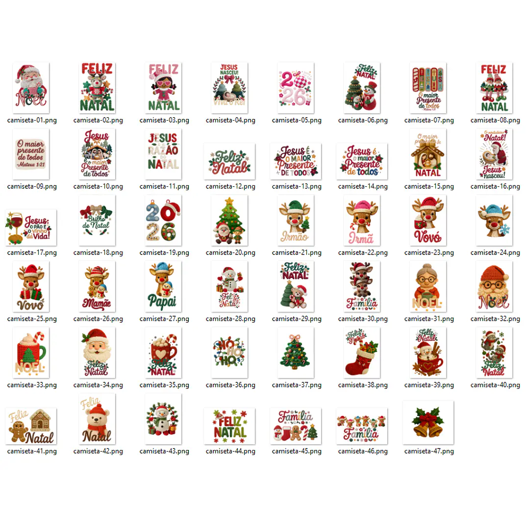 47 Artes para Camisa T-Shirts Natalino Natal Arquivo em Png 5