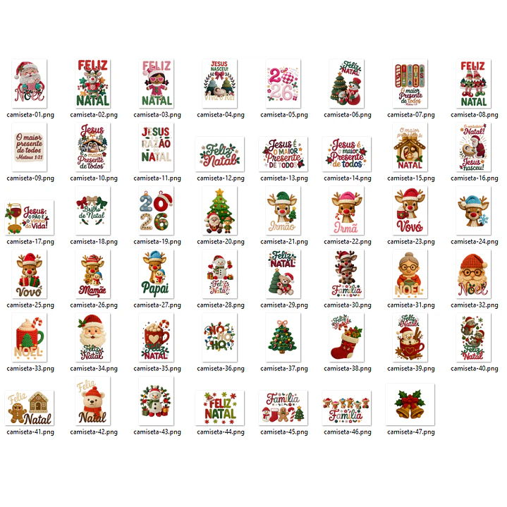 47 Artes para Camisa T-Shirts Natalino Natal Arquivo em Png 5
