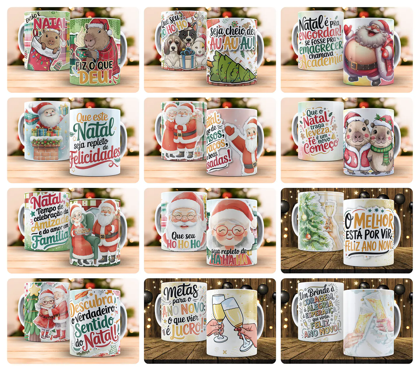 48 Artes para Caneca e Azueljo Então é natal (e Ano novo Também) Arquivo em PNG  1